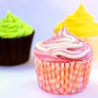 Cupcakes Raspberry ripple up front, Mint choc chip behind and lemon.