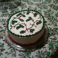 Holly The first cake I've seriously decorated with techniques garnered from my grandma's Wilton decorating book from 1965 and youtube....