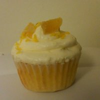 Lemon Ginger Lemon cupcake, ginger and lemon infused BC candied ginger and lemon zest garnish