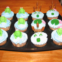 Princess And The Frog Cupcakes Quick cupcakes I threw together for my daughter's birthday at school. Made the cattails out of raw spaghetti( which the kids loved to...