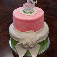 Baby Shower Chocolate and vanilla cakes with buttercream, MFF, MMF, and a fondant butterfly. Baby's mom wanted pink and green and provided the...