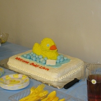 Rubber Duck Shower Cake Buttercream cake and duck. Soap and bubbles made out of fondant.