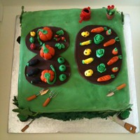 Gardening Vegetable Patch 80 Cake This cake was for my Nan's 80th Birthday. Her garden is her pride and joy so I thought I should incorporate this into the cake. Made...
