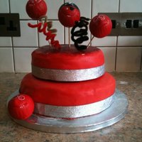 Red Birthday Cake Decorated With Red Noses! Made for comic relief and auctioned!