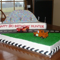 Lightning & Mater Cars B-day cake with toy figures