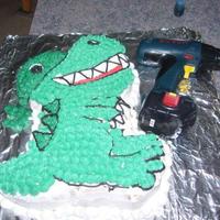 Ninja Dinosaur My son's first birthday cake. Ninja DInosaurs with powertools was our theme.