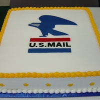 Usps Eagle Emblem Retirement Cake Special cake made for one of my retiring employees. Visual guide used was an old USPS patch on my old letter carrier sweater.Exterior is...