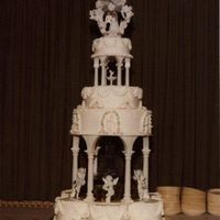 Different Bottom Tier The bottom tier is actually seven 8" rounds. One is in the middle and six surrounding it. The dowels are then placed as other large...