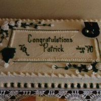 Men's Graduation One I did some time back, but gives you an idea for a man's graduation cake. Straight lines and bold colors makes it work. The box on...