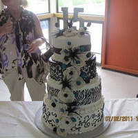 Black And White Quinceanera this was my biggest cake yet, usually i do for 50-60 people but this too the "cake"! i had fun making the gumpaste flowers and...
