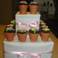 Somethings Blooming For Mother's Day! These are flower pot cupcakes that I made for Mother's Day. The pots are real and the cupcakes are stuck inside. The frosting is...