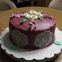 Final Cake For Class One Wilton Final cake, it is for my Tuesday class. Sugarveil medallions, royal icing flowers, gumpaste leaves and tendrils