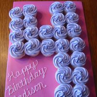 Happy 4Th Birthday Cupcakes White cupcakes shaped in a 4 and iced with purple buttercream. I made these for my friend's daughter's birthday.