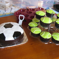 Tennis Ball Cupcakes And Soccer Ball Cake chocolate fudge cupcakes and soccer ball