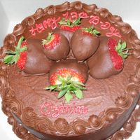 Chocolate Cake Chocolate cake, with chocolate filling. All buttercream. Except of course the strawberries. Thanks for looking.