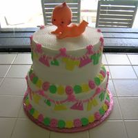 Baby Shower Clothesline Cake Bottom layer, chocolate w/ choc. fill. Top layer, white w/ fresh strawberries and whip cream filling. Cutouts are mmf, everything else is...