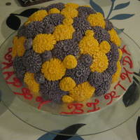 Birthday/celebration Cake Cake decorated with Purple and Yellow Chrysanthemum