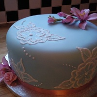 Brush Embroidery Cake A cake made for my Nanna's birthday. My first attempt at brush embroidery. I am rather pleased with how it turned out.