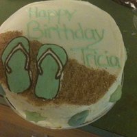 Beach Theme Birthday Cake Strawberry ice cream cake.