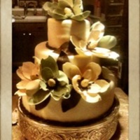Magnolia Wedding Cake This is the first wedding cake I have attempted, and all the magnolias are hand made from gumpaste. I'm pretty proud of it!