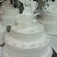Wedding Cake Project Wedding cake with pulled sugar/blown sugar topper.Project for Sculpting class at Le Cordon Bleu