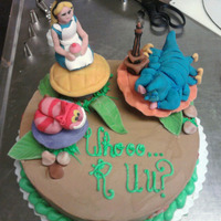 Whoooo Are Uuuuuu? Alice in wonderland themed celebration cake for Sculpting class at Le Cordon Bleu.Marzipan Figures, Royal Icing, Buttercream.