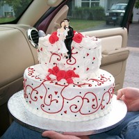 Black, White, Red Cake Wedding cake
