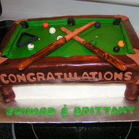 Pool Table Cake The groom's mother requested this to be served at the rehearsal dinner, since the bride and groom met in a pool hall! :) The bottom...