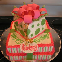 Pink And Green Gift Cake 
