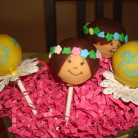 Hula Girl Cake Pop Hula girl cake pop with reg. yellow coated cake pop with hand painted flowers. Had extra cupcakes and decided to make these for my...