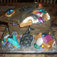 Treasure Chest Treasure Chest for a 4 year old boy's birthday. Yellow sour cream pound cake, krispy treats and fondant. Oh, and lots of luster dust...