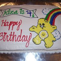 Sunshine Care Bear Birthday Cake This is a cake I made for my daughters 4th birthday. It didn't turn out like I had hoped as I was rushed making 3 cakes that night. It...