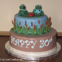 Frog 30Th Anniversary Cake My aunt loves frogs, so here's what I came up with to celebrate her and my uncle's 30th anniversary. The figures are fondant, the...