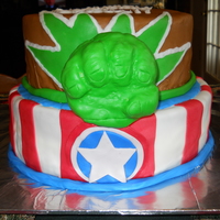 Hulk/captain America Cake. Hulk, Captain america, marvel, superhero