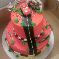 Car's Birthday Cake Buttercream with Fondant accents.