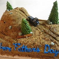 Father's Day Jeep Cake The cake I baked and decorated for dad :) its chocolate cake with buttercream frosting, crushed graham crackers for dirt, sugar cones with...