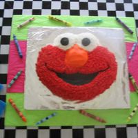 Elmo Cake Used Elmo Shaped Pan. Covered in Buttercream. First Cake ever.