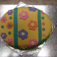 Easter Egg Hunt Cake I made this for an Easter Egg Hunt at a friends house. I did not have an oval pan, so it is a carved cake--- a little lopsided. But it'...