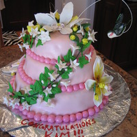 Flowers And Hummingbirds I made this for a bridal shower. Used all gumpaste flowers and 2 hummingbirds. Covered cake with fondant and made fondant pearls to...