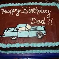 Classic Car Cake This is my first frozen buttercream transfer. As you can see, it cracked on the hood, but I was later able to smooth it over. I'm...