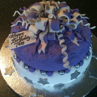 Purple Bow Cake My daughter helped make this for her friend's birthday