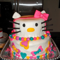 Hello Kitty Cake Hello Kitty Birthday cake for my 3 year old niece ! She loved it ! White cake with whipped cream filling