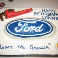 Pipefitter Retires From Ford This is a cake covered in bc with a gumpaste pipe wrench and tub of grease. It was made for a mannamed Reser who was retiring from ford and...