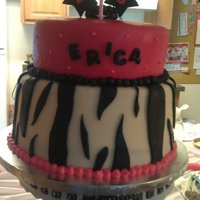 Erica's Zebra Birthday Cake This is a cake I made for my best friend! She loves pink and zebra and wanted something to reflect that. :)