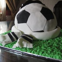 Soccer Cake. First (Only, so far) cake that Ive sold. For a neighbours' son's birthday. I think he turned 8ish? Buttercream Grass, Vanilla...