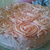 Strawberry Rose Chocolate Mudcake. For my Sister-in-Laws birthday. Just a simple(But Delish!) Chocolate Mud Cake with Strawberry Pudding Icing.