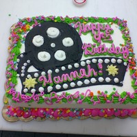 Movie Reel Birthday cake for a little girl who loves movies and wants to be a movie star. 1/8th sheet yellow cake with buttercream icing.
