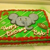 Crimson Tide Themed Cake This is a very popular design at the bakery as the big sport around here is college football and my town is largely a Crimson Tide town.