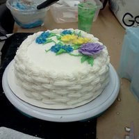2Nd Course Done This is my cake for the end of my 2nd course.. Pretty basket weave.. please excuse the mess in the back ground :-)