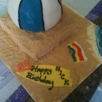 Beach Ball This cake was for a 23rd Birthday! Beach ball was from Wilton sports ball. The sand was made from a square and the towel was marsh-mellow...